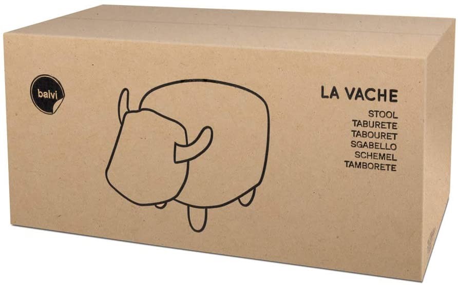 Balvi Stool Pouf the Cow Brown faux leather with wooden legs code 26935 Balvi